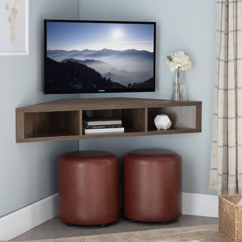 Mounted Corner Tv, Corner Mounted Tv, Mounted Tv Decor, Corner Tv Console, Floating Tv Shelf, Wall Mounted Media Console, Corner Stand, Glass Tv Stand, Open Display Shelf