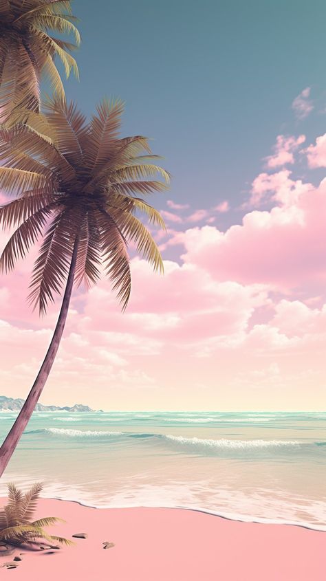 Pink Beach Wallpaper Iphone, Good Phone Backgrounds, Palm Tree Background, Holiday Iphone Wallpaper, Tree Wallpaper Iphone, Beach Wallpaper Iphone, Pastel Background Wallpapers, Flamingo Wallpaper, Cute Blue Wallpaper