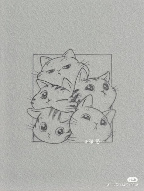 Cute Simple Cat Drawings, Cat Doodles Simple, Animal Doodles Simple, Doodle Doodle, Seni Dan Kraf, 캐릭터 드로잉, Easy Doodles Drawings, Cute Doodles Drawings, Cute Doodle Art