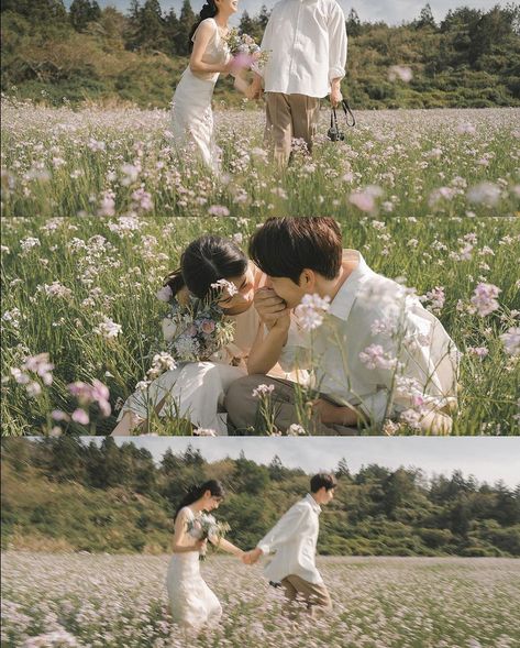 Couple Posing Outdoor, Wedding Theme Photoshoot, Soft Couple Photos, Wedding Couple Poses Korean, Cute Prenup Photoshoot Ideas, Pre Wedding Theme, Pre Wedding Photoshoot Korean, Korean Prenup Photoshoot Ideas, Asian Engagement Photos