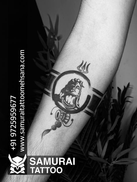 Shiv Tattoo For Men On Arm, Hand Belt Tattoo For Men, Hindu Tattoos Men, Mahadev Band Tattoo, Hindu God Tattoo, Shiva Band Tattoo, Hand Tattoos Men, Tattoo Mahadev, Bholenath Tattoo