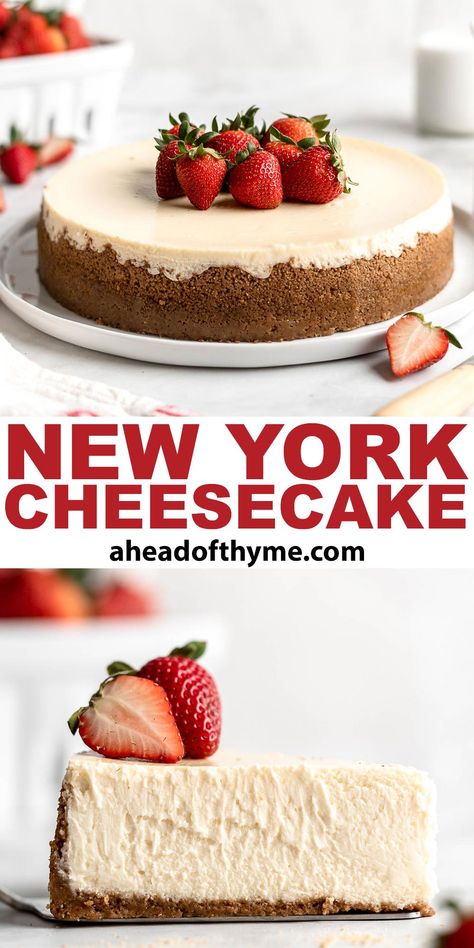 New York Vanilla Cheesecake, Best Cheesecake Recipe New York, My Cheesecake Recipes, Best Vanilla Cheesecake Recipe, Strawberry New York Cheesecake, Homemade Cheesecake From Scratch, Cheesecake Crust Recipe, Classic New York Cheesecake, Cheesecake New York