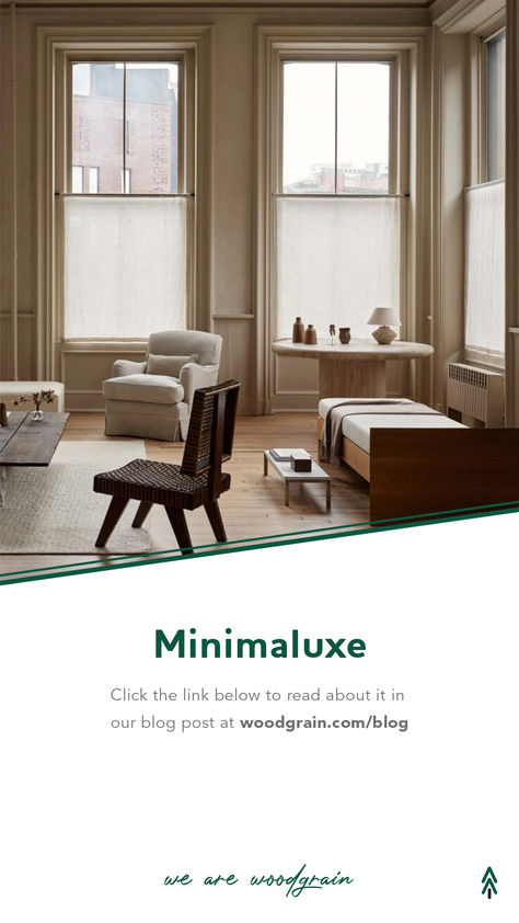 Minimalistic designs are meant to promote calmness by avoiding unnecessary clutter. Luxury, on the other hand, is illustrated by quality craftsmanship and unmatched elegance. It also boasts high-end furnishings and state-of-the-art accents. When you mix the two you get a perfect equilibrium of “Minimaluxe.” Minimaluxe Interior, Timeless Decor, The Two, Wood Grain, Minimalist Design, Decor Styles, Two By Two, Interior Design, Design