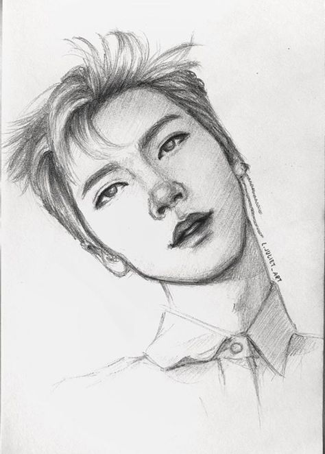 Pencil Sketches Easy, Ten Nct, Ten Lee, Kpop Drawings, Simple Cartoon, Arte Inspo, Portrait Sketches, Guy Drawing, Kpop Fanart