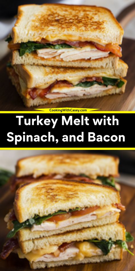 A crispy sourdough sandwich loaded with melty cheddar, turkey, crispy bacon, and fresh veggies—perfectly toasted!

Ingredients:
4 slices sourdough bread
2 slices white cheddar cheese
4 slices deli turkey
4 strips cooked bacon
Golden, melty, and packed with flavor—this turkey melt is the ultimate cozy and satisfying sandwich! Turkey Melt, Sourdough Sandwich, Deli Turkey, White Cheddar Cheese, White Cheddar, Crispy Bacon, Honey Mustard, Fresh Veggies, Sourdough Bread