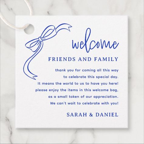 French Blue Wedding Welcome Gift Bag Basket Favor Tags Welcome Gift Wedding, Italy Wedding Welcome Bag, Wedding Guest Goodie Bag Ideas, Wedding Gift Bag Ideas, Welcome Bags Wedding, Welcome Bag Tags, Toile Wedding, 2026 Wedding, French Blue Wedding