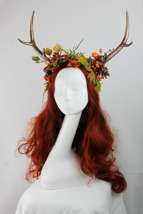 Shroom Fairy, Autumn Flower Crown, Antler Headpiece, Fairytale Costume, Antler Crown, Antler Flower, Woodland Crown, Gossamer Wings, Elf Cosplay