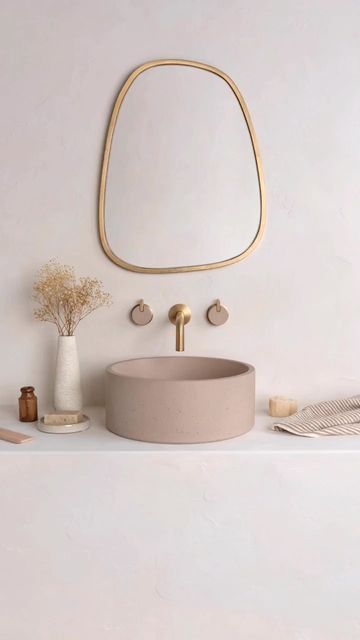 STS Construction Ltd on Instagram: "We’re officially obsessed. 🤷🏻‍♂️ The Oska round countertop basin from @kastconcretebasins has the perfect wow factor for a newly refurbished bathroom." Neutral Bathroom Design, Neutral Bathrooms Designs, Organic Bathroom, Concrete Vessel Sink, Modern Bathroom Light Fixtures, Neutral Bathroom, Concrete Bowl, Modern Bathroom Lighting, Guest Toilet