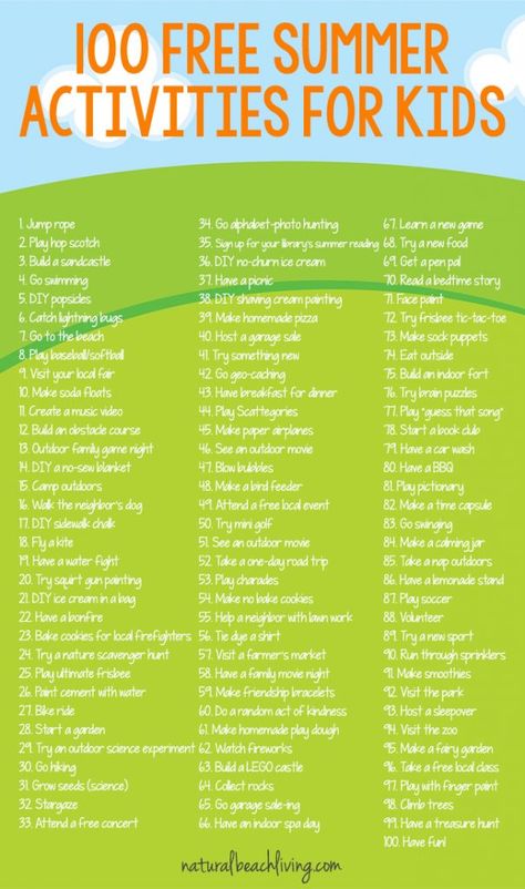 100 Free Summer Activities for Kids, Awesome List of things to do this summer! Great Ideas for Family Fun, Free Printable Summer Chart keep the family happy Free Summer Activities For Kids, Free Summer Activities, Summer Schedule, Summer Fun For Kids, Fun Summer Activities, Summer Learning, Boredom Busters, Summertime Fun, Summer Activities For Kids