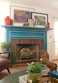 Inspired By DIY: Eddie Ross Fireplace Colors, Painted Fireplaces, Painted Fireplace, South Carolina Homes, Traditional Fireplace, Mid Century Modern Living, Mid Century Modern Living Room, Fireplace Makeover, Mantel Decor