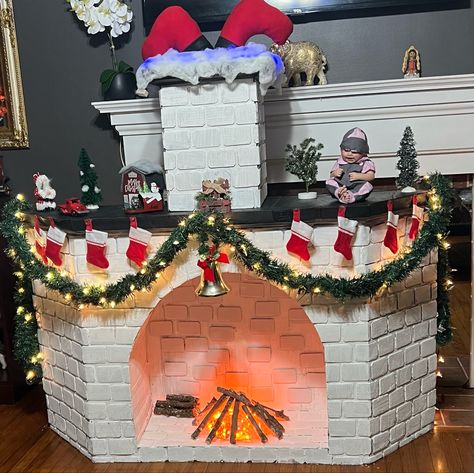 Cardboard chimney, faux chimney, DIY Christmas Chimney Christmas Chimney Diy, Diy Christmas Chimney, Cardboard Chimney, Chimney Diy, Faux Chimney, Fake Chimney, Christmas Garden Decor, Christmas Chimney, Cardboard Fireplace