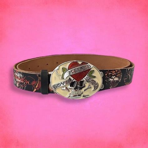 Y2K Ed Hardy Belt Ed Hardy Belt, Ed Hardy Shoes, Ed Hardy Clothes, Ed Hardy Outfit, Y2k Ed Hardy, Concert Attire, Trashy Outfits, Y2k Belt, Outfits 2000s