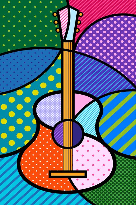 Romero Britto Art, Britto Art, Cute Snail, Pop Art Colors, Music Drawings, Pop Art Comic, Pastel Pattern, Soyut Sanat Tabloları, Music Instrument