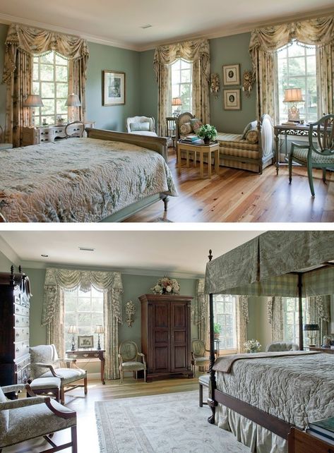 Old Classic House Interior, Georgian Style Home Interior, Georgian House Bedroom, Georgian Master Suite, French Manor Bedroom, Georgian Architecture Interior, Georgian Style Bedroom, Georgian Style Homes Interior, Georgian Interiors Bedrooms