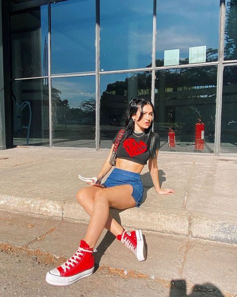 Outfits With Converse Platform, Converse Platform Outfit, Platform Converse Outfit, Red Converse Outfit, Converse Platforms, Platform Outfit, Converse Outfit, Converse Platform, Red Platform