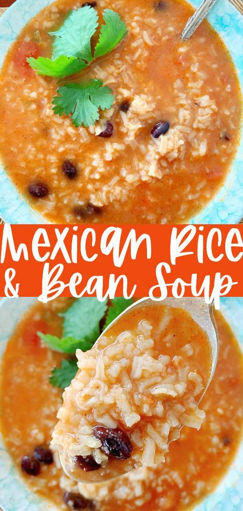 Rice And Bean Soup, Mexican Bean Soup, Rice Soup Recipes, Mom Recipes, Rice Recipes For Dinner, Mexican Soup, Bean Soup Recipes, Mexican Foods, Mexican Rice