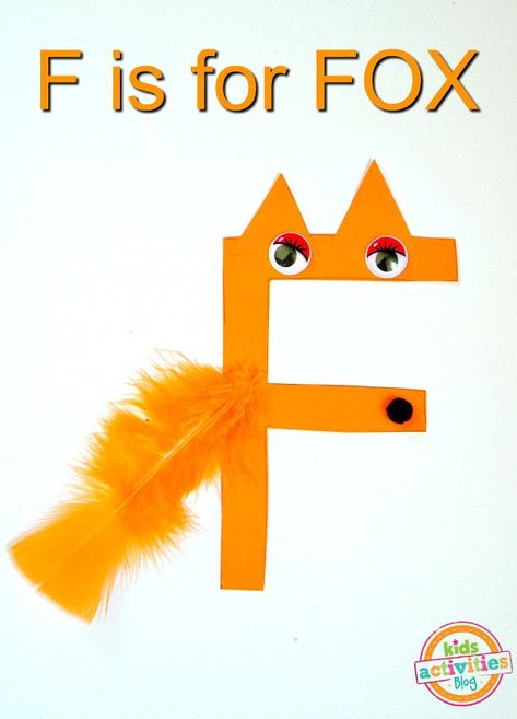 Fox Craft Preschool, F Craft, Letter F Craft, Parts Of The Letter, Fox Crafts, Frog Crafts, Fox Kids, Free Printable Letters, Box Creative