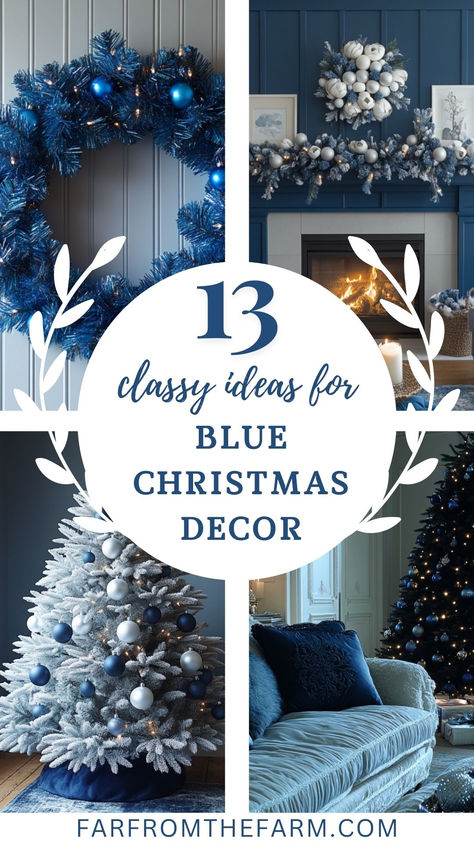 Blue Christmas Decor Ideas Blue And Gold Holiday Decor, Blue Snowman Christmas Decor, Navy Christmas Ornaments, Blue Christmas Ideas, Navy Blue Christmas Decor, Navy Ornaments, Blue Christmas Party, Blue Christmas Decor Ideas, Blue And White Christmas Decor