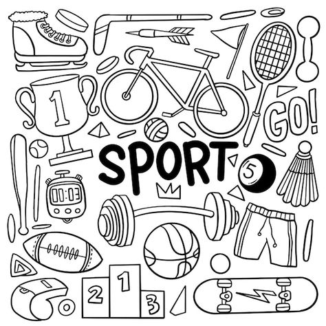 Elementary Physical Education, Doodle People, Promotion Party, Sports Drawings, Sport Theme, Wall Painting Art, Anniversary Logo, Sport Illustration, Sport Poster