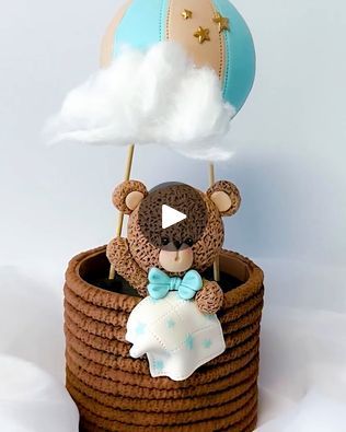 Teddy Bear Cake Ideas, Bear Cake Ideas, Hot Air Balloon Teddy Bear, Teddy Bear Baby Shower Cake, Make Teddy Bear, Balloon Teddy Bear, Teddy Bear Cake Topper, Bear Baby Shower Cake, Teddy Cakes