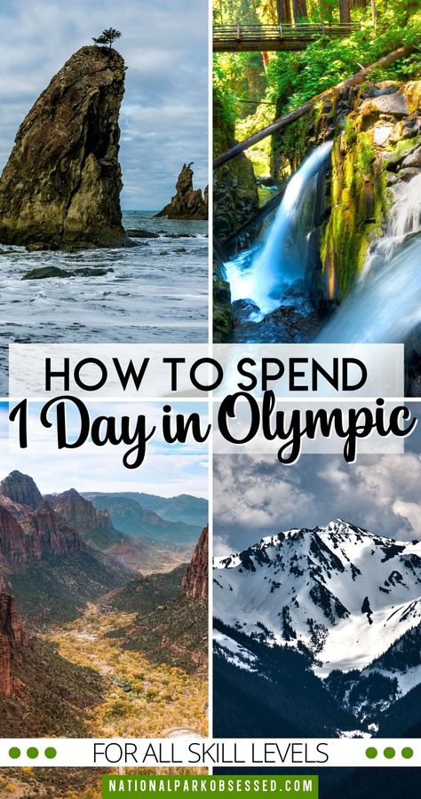 Want to make the most of your one day in Olympic National Park? Click HERE to learn how to make the most of your 1 day in Olympic National Park. things to do in Olympic National Park / Best hikes in Olympic National Park / Seattle Day Trip / Olympic Day Trip / Olympic National Park day trip One Day Olympic National Park, Olympic National Park Itinerary 1 Day, 2 Day Olympic National Park Itinerary, Hikes In Olympic National Park, Olympic National Park In April, Seattle Olympic National Park, Olympic National Park With Kids, Pnw Vacation, Olympia National Park