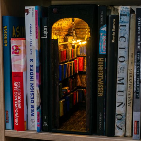 Bookshelf Art, Small Doors, Miniature Rooms, Small Shelves, Book Nook, World Of Books, Miniature Books, Cool Ideas, Fairy Houses