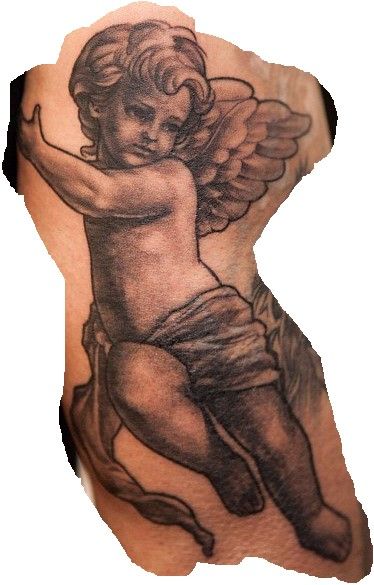 Cherub Angel Tattoo Outline, Cherub Tattoo Designs For Men, Cherub Tattoo Men, Baby Angel Tattoo For Men, Cherub Outline, Angel Flash Tattoo, Small Tattoos For Guys Arm, Cherubim Angels Tattoo, Cherub Angel Tattoo