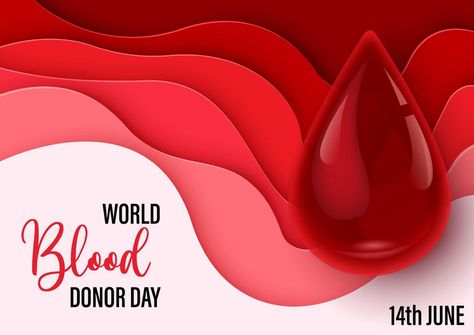 Blood droplet in glass style with wording of blood donor day on abstract layers shape and paper pattern background. Poster's campaign of world blood donor day in vector design. Blood Donor, Blood Donation, Background Patterns, Vector Design, Pattern Paper, Vector Art, Vector Free, Abstract Artwork, Clip Art