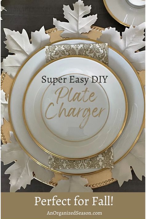 Diy Plate Chargers, Chargers Plates Table Setting, Charger Plates Diy, Dollar Tree Plates, Charger Plate Crafts, Diy Seasonal Decor, Charger Ideas, Decoupage Pumpkins, Plate Chargers