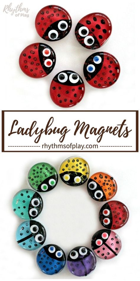 Ladybug magnets! Learn how to make cute ladybug or ladybird magnet craft in a rainbow of colors with this fun and easy DIY glass gem refrigerator magnet craft tutorial. Ladybug magnets are a fun craft and gift idea that kids (from toddlers to teens) and adults can make. Kids Gratitude Journal, Gratitude Journal For Kids, Glass Bead Crafts, Diy Magnets, Cute Ladybug, Ladybug Crafts, Bug Crafts, Gem Crafts, Magnet Crafts