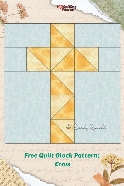 Free Quilt Block Pattern Cross Biblical Quilt Blocks Free Pattern, Bible Verse Quilt, 12x12 Quilt Block Patterns, Gods Eye Quilt Block, Church Quilt Block Pattern, Bible Quilt Blocks Patterns, Easy Quilt Block Patterns Free, Religious Quilt Patterns, 15 Inch Quilt Blocks Patterns Free