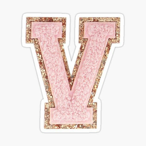 Preppy light pink varsity letter V V Letter, Preppy Stickers, Varsity Letter, Pink Letter, Iphone Wallpaper Girly, Letter V, Pink Design, Cute Stickers, Light Pink