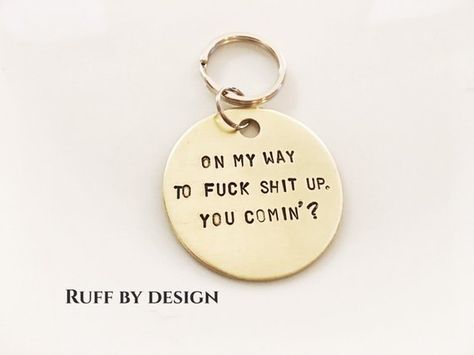 Key Ring Ideas, Mind Your Own Business Quotes, Impress Art, Boho Dog Collar, Metal Stamping Diy, Christmas Key, Keychain Funny, Custom Guitar Picks, Humour Funny