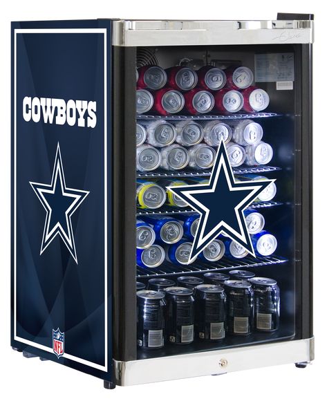 Dallas Cowboys Get the perfect finishing touch for any room in your home when you grab this NFL 4.59 cu. ft. Beverage Center with glass door. This awesome piece lets everyone who enters your home know that you're proud to be a loyal NFL fan. Dallas Cowboys Decorations, Dallas Cowboys Room Decor, Dallas Cowboys Bedroom, Dallas Cowboys Room, Cowboy Room, Dallas Cowboys Decor, Cowboys Men, Beverage Refrigerator, Dallas Cowboy