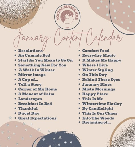 January Vlog Ideas, Photo Content Ideas For Instagram, New Year Content Ideas Instagram, January Aesthetic Photography, January Post Ideas, January Content Calendar, Easter Content Ideas, January Social Media Posts, January Instagram Ideas