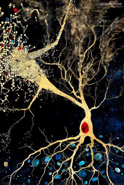 Greg Dunn Art, Greg Dunn Neuro Art, Brain Cells Art, Biology Inspired Art, Neuroplasticity Art, Neurons Aesthetic, Synapse Art, Neurological Art, Neuro Aesthetic