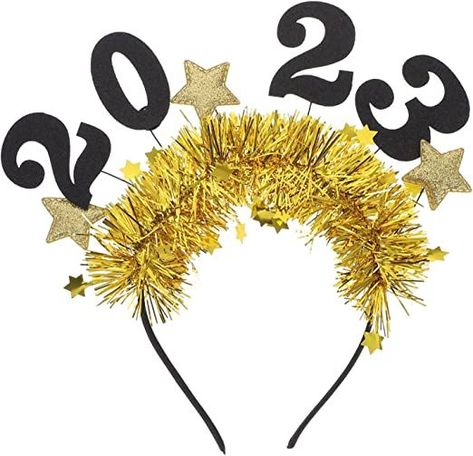 Headwear with Glitter Tinsel New Year Eve Celebration Party Headpiece NYE 2023 Favors Pom Pom Headband New Year Headband, New Year Hairstyle, Star Headband, Party Headband, Glitter Stars, Hair Hoops, Eve Parties, New Years Eve Party, New Years Party