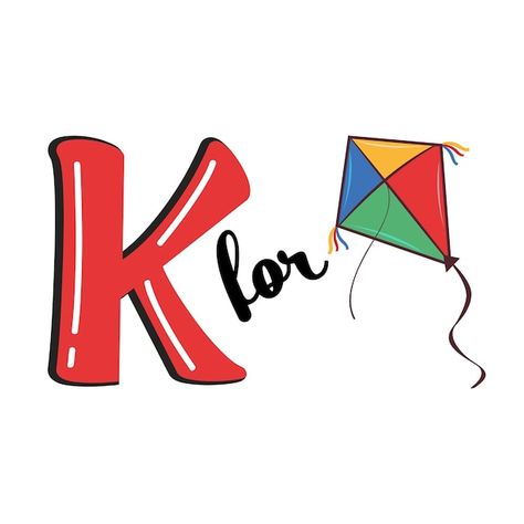 K for kite k letter and kite vector illu... | Premium Vector #Freepik #vector #kids-alphabet #alphabet #alphabet-design #typography-alphabet K For Kite, Illustration Alphabet, K Letter, Kids Alphabet, Design Alphabet, Kindergarten Classroom Decor, Typography Alphabet, Alphabet Design, Design Typography