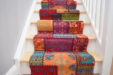 Funky Hallway, Stairs Runners, Hallway Stairs, Hallway Runner Rug, Carpet Stairs, Stair Runner, Carpet Colors, Hallway Runner, Carpet Runner