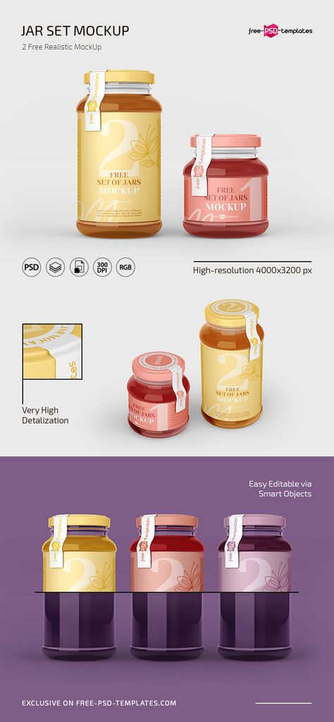 Jam Label, Free Packaging Mockup, Jar Packaging, Jar Mockup, Mockups Free, Text Logo Design, Pint Jars, Psd Template Free, Box Mockup