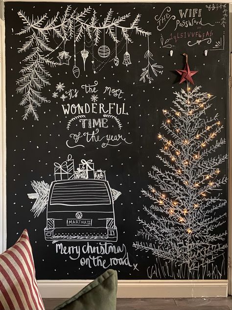 My design for last Christmas. Christmas Chalk Marker Art, Simple Christmas Chalkboard Art, Christmas Chalk Wall Ideas, Chalk Christmas Window, Chalkboard Art Christmas Easy, Christmas Chalk Pen Window, Window Chalk Christmas, Chalk Marker Christmas Window, Holiday Chalkboard Ideas