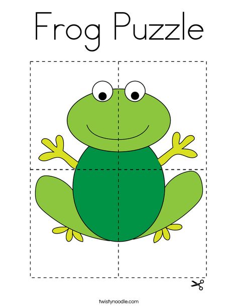 Frog Puzzle Coloring Page - Twisty Noodle Preschool Frog Activities, Frog Preschool Craft, Frog Crafts For Toddlers, Frog Activities For Toddlers, Frog Activities For Preschool, Frog Theme Preschool, Frogs Preschool, Frog Activities, Puzzle Worksheet