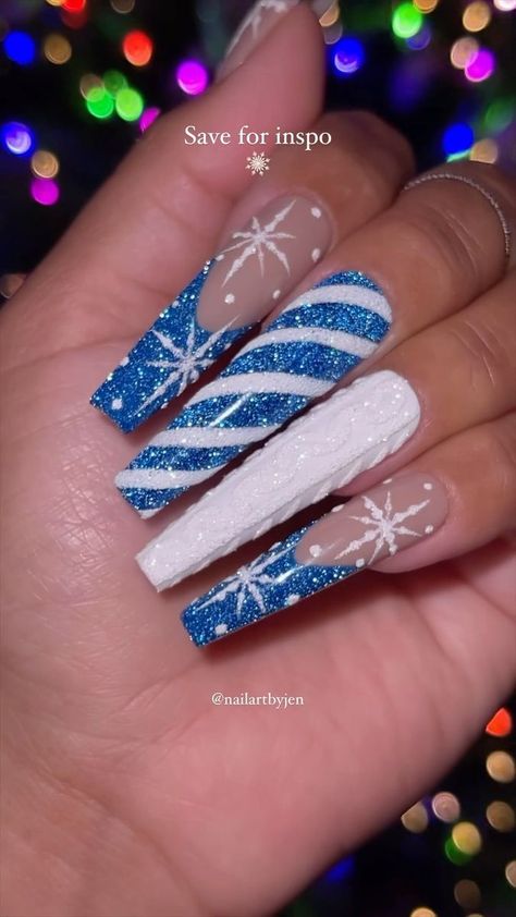 22K views · 5.8K reactions | Jeanette Flores on Reels | Kelly Clarkson · Underneath the Tree Short Nails Christmas, Holiday Nails Red, Christmas Nails Blue, Candy Cane Sweater, Nails New Year, Nails December, Blue Christmas Nails, December Nails, Winter Nails Acrylic