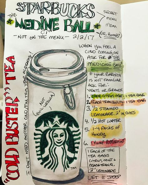 Starbucks Just Added Their Secret 'Medicine Ball' Drink to the Official Menu | SELF Starbucks Medicine Ball Recipe, Medicine Ball Tea, Mint Drink, Starbucks Secret Menu Drinks, Starbucks Secret Menu, Starbucks Drinks Recipes, Medicine Ball, Secret Menu, Starbucks Recipes