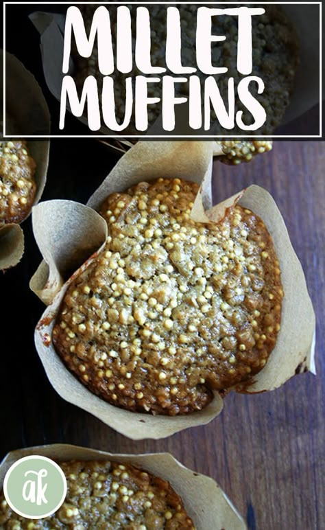 Millet Muffins — Seedy and Delicious! If you've never experienced a baked good loaded with millet, you'll likely be suspicious. I promise you, however, one bite of these millet muffins will convince you that these teensy pearls should be relegated to the Muffins Breakfast Healthy, Millet Muffins, Muffins Breakfast, Baked Good, Millet Recipes, Healthy Seeds, Oatmeal Muffins, Baking Muffins, Breakfast Healthy