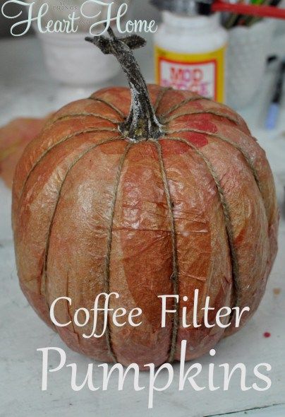 Pumpkin Decoupage, Paper Activity, Decoupage Pumpkins, Primitive Autumn, Paper Mache Pumpkins, Coffee Filter Crafts, Primitive Fall, Adornos Halloween, Pumpkin Pumpkin