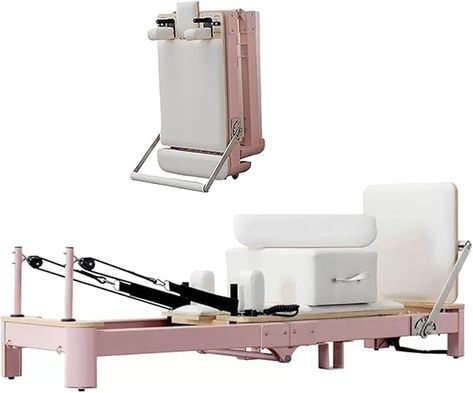 Amazon.com : Pilates Reformer,Foldable Pilates Machine Equipment for Home and Studio Cardio Fitness Rebounder Suitable for Beginners and Intermediate Users (Pink) : Sports & Outdoors Home Gym Pilates Reformer, Pilates Machine, Pilates Equipment, Cardio Fitness, Pink Sports, Pilates Reformer, Cardio Workout, Home Gym, Gym Workout