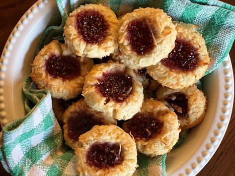 Ina Garten's Jam Thumbprint Cookies Ina Garten Jam Thumbprint Cookies, Ina Garten Thumbprint Cookies, Jam Thumbprint Cookies Ina Garten, Ina Garten Cookies Recipes, Apricot Jam Recipes, Christmas Sugar Cookie Recipe, Christmas Sugar Cookie, Coconut Jam, Jam Thumbprint Cookies