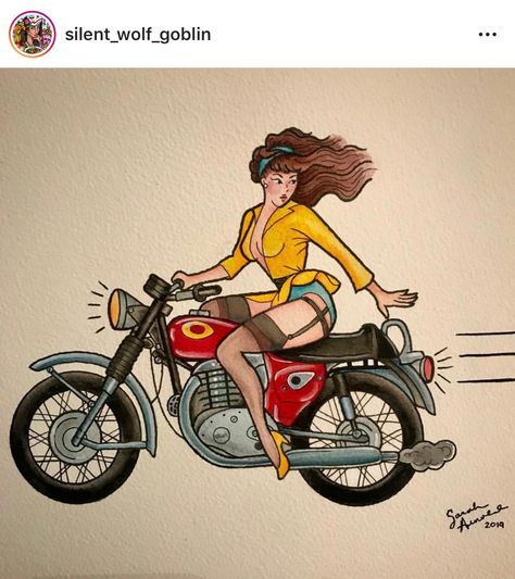 Woman On Motorcycle Tattoo, Motorcycle Pinup Tattoo, Biker Pinup Tattoo, Pinup On Motorcycle, Pin Up Tattoos Traditional, Traditional Tattoo Woman, Harley Tattoos, Avatar Tattoo, Minimalist Tattoo Ideas