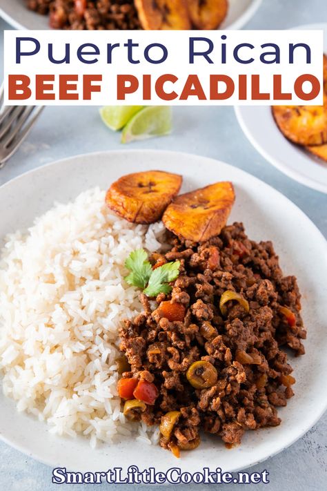 Rice And Stew, Beef Picadillo, Savory Pastries, Dinner Noodles, Picadillo Recipe, Boricua Recipes, Beef And Rice, Puerto Rican Recipes, Dinner Easy